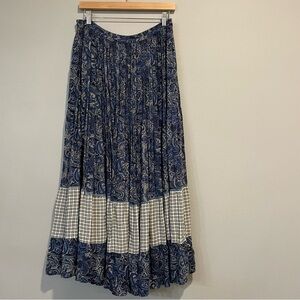 Cactus Flower Paisley Tiered Maxi Pull On Skirt Western Boho One Size L/XL